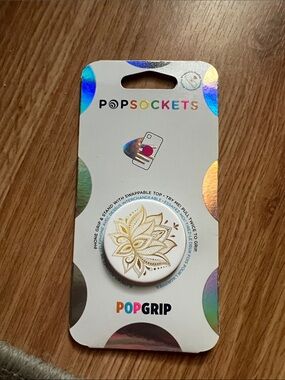 PopSocket PopGrip White with Gold Floral Mandala Phone Grip